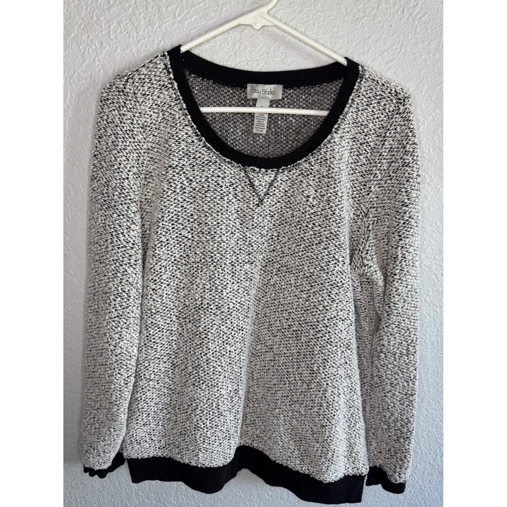 Vintage Bay Studio Textured Knit Pullover Women XL Black White Excellent